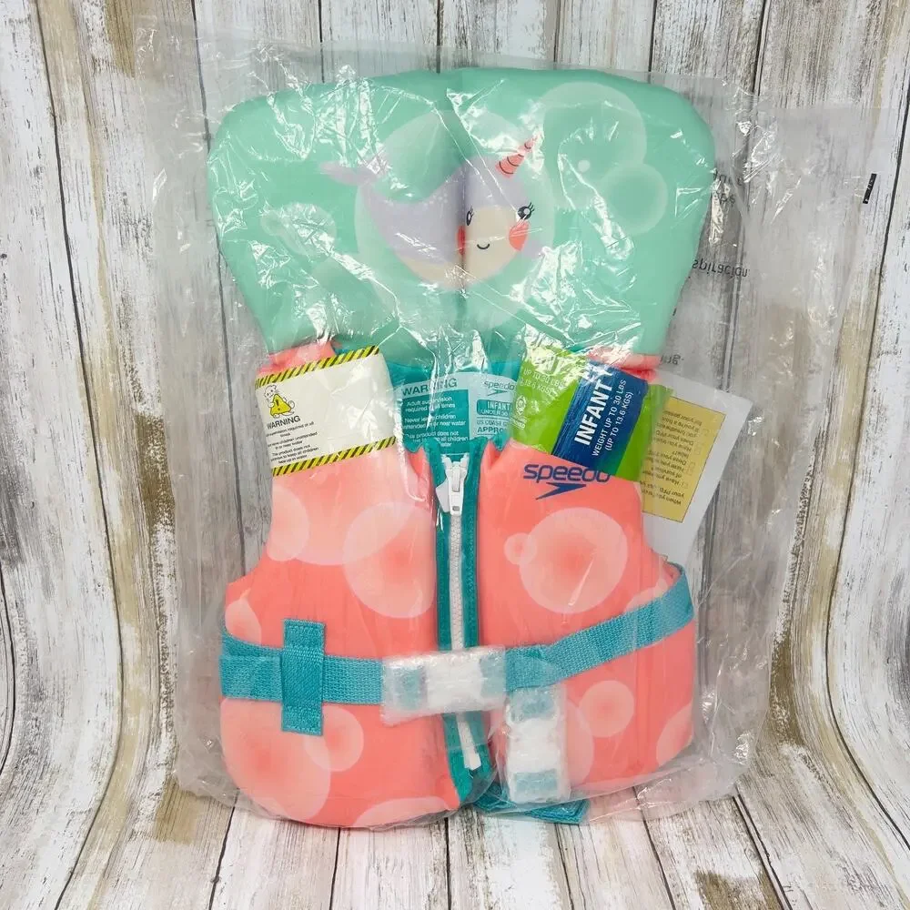 Speedo Infant Life Vest Teal/Coral Up to 30 lbs U.S. Coast Guard approved - New!